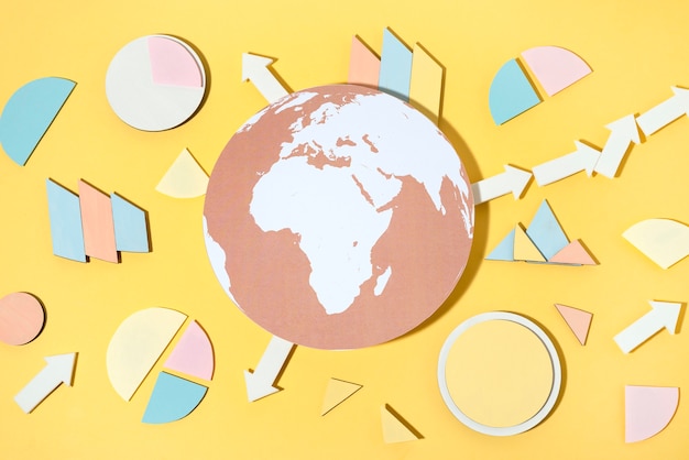 Free photo paper style earth globe with charts