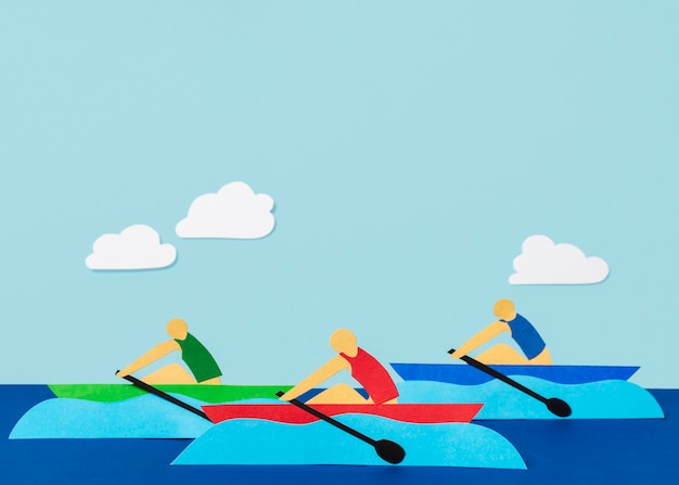 Free Photo paper style rowing competition