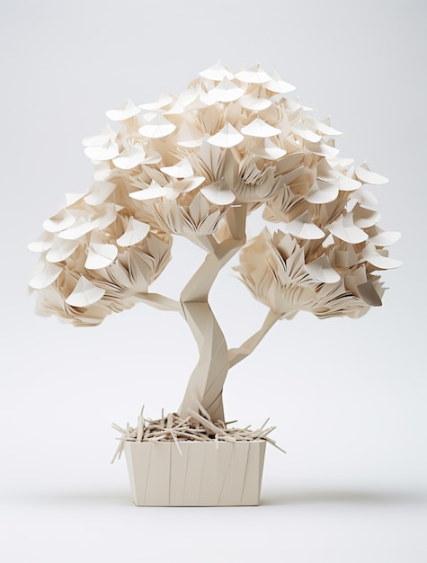 Free photo paper style three-dimensional tree