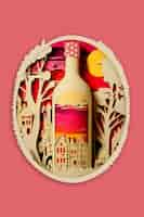 Free photo papercut illustration of cartojal bottle