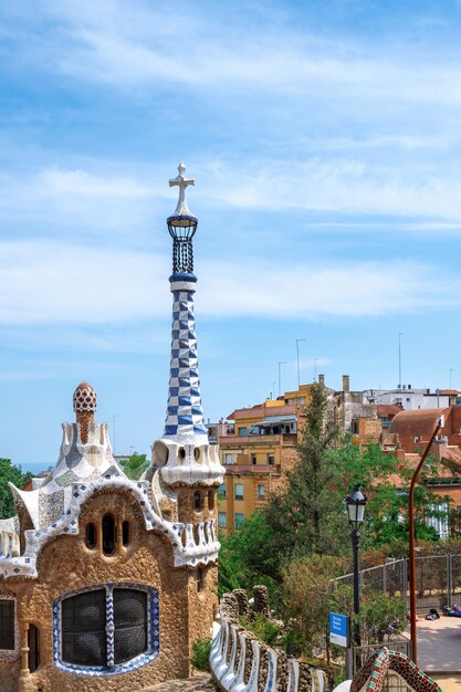 parc guel buildings with unusual architectural style cityscape in barcelona