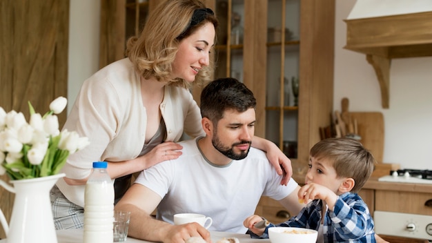 Parents and son spending quality time together