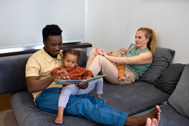 Parents spending time with their black baby