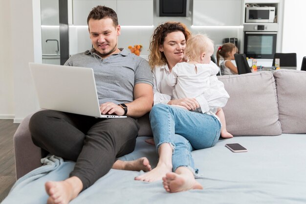 Parents working with kids