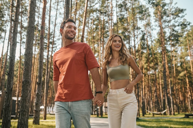 Free photo in the park. young couple spending time together in the park