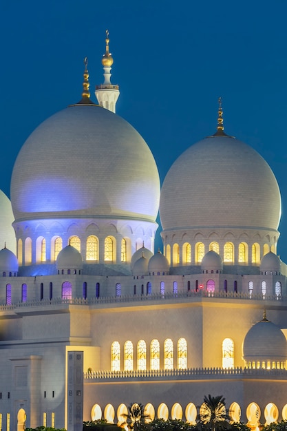 Free photo part of famous abu dhabi sheikh zayed mosque by night, uae.