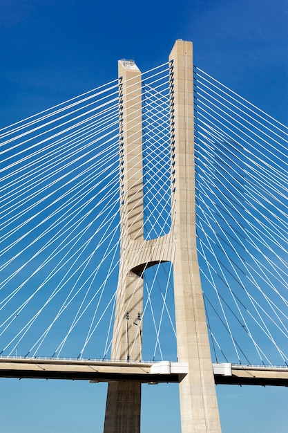 Part of famous Vasco da Gama bridge in Lisbon