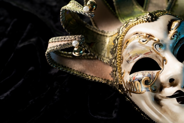 Partially top view of a carnival mask