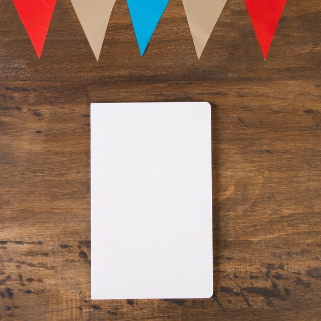 Party pennants and notebook