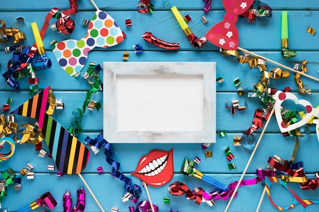 Party supplies around frame