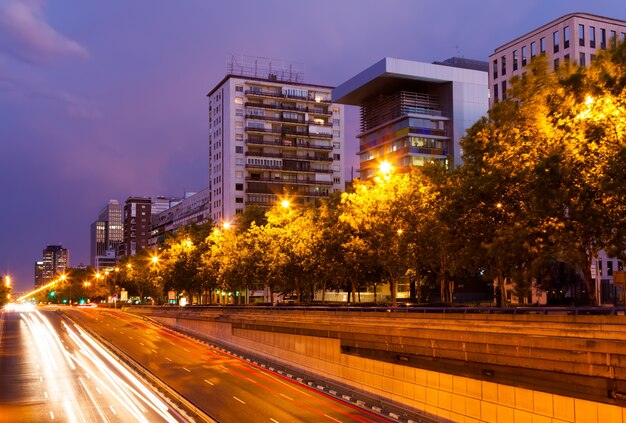 Paseo de la Castellana in night.  Madrid