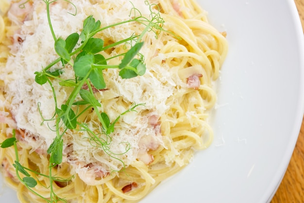 Pasta dish on a restaurant table