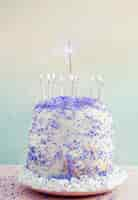 Free photo pastel color birthday cake