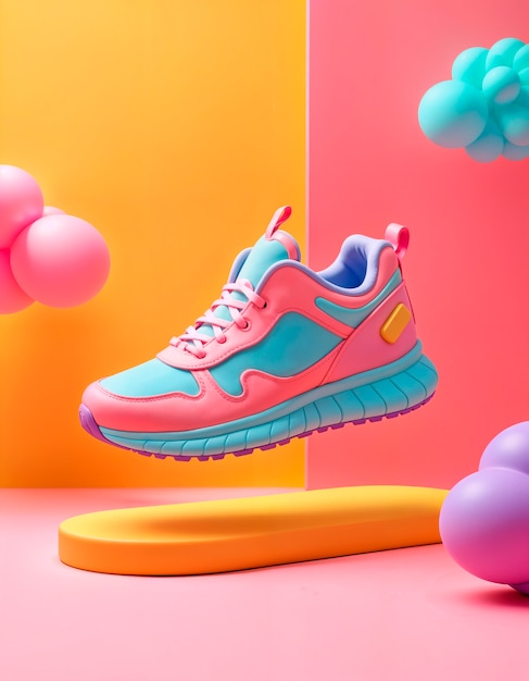 Free photo pastel colors 3d sneakers