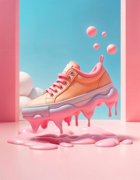 Free photo pastel colors 3d sneakers