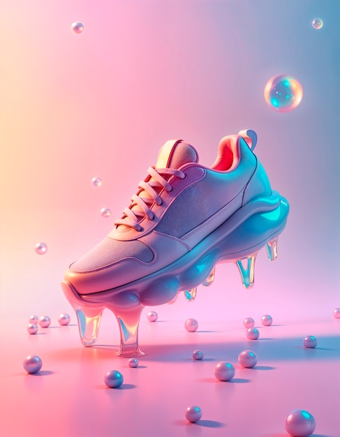 Free photo pastel colors 3d sneakers