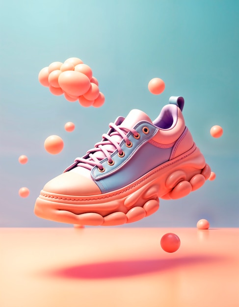 Free photo pastel colors 3d sneakers