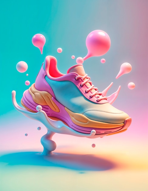 Free Photo pastel colors 3d sneakers