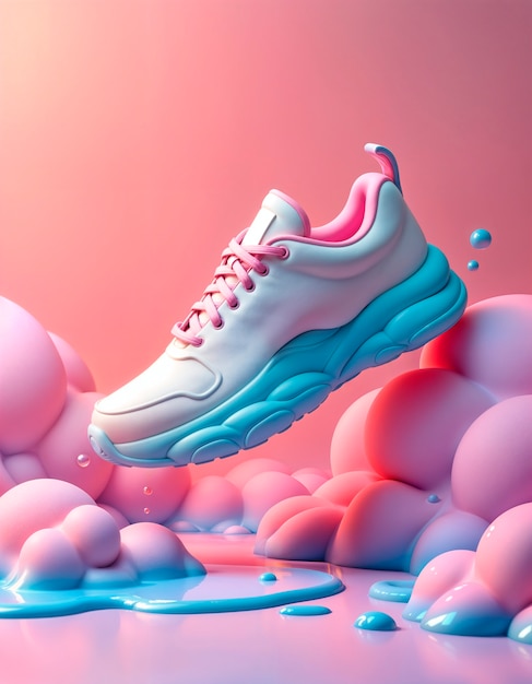 Free photo pastel colors 3d sneakers