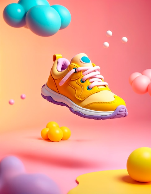 Free photo pastel colors 3d sneakers