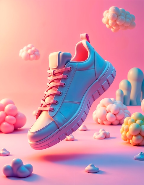 Free Photo pastel colors 3d sneakers