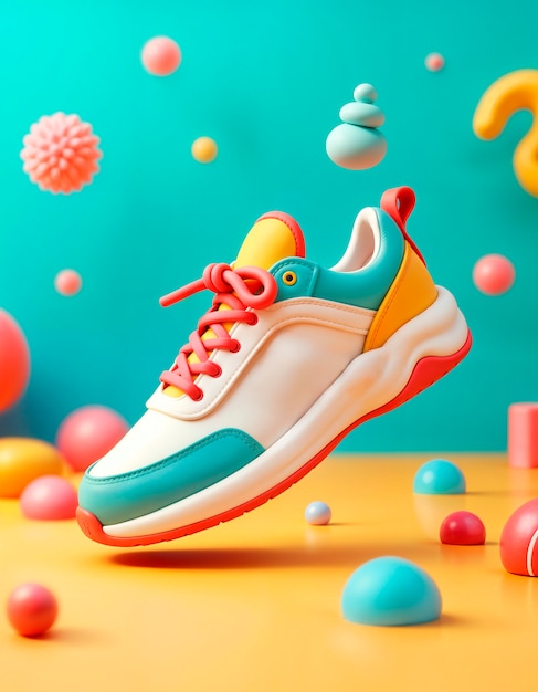 Free Photo pastel colors 3d sneakers