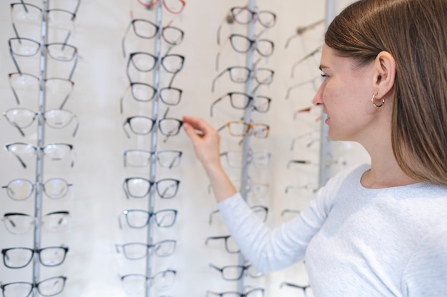 Patient choosing glasses