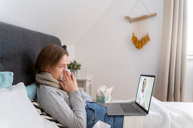 Patient having teleconsultation with doctor