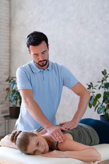 Patient in physiotherapy medium shot