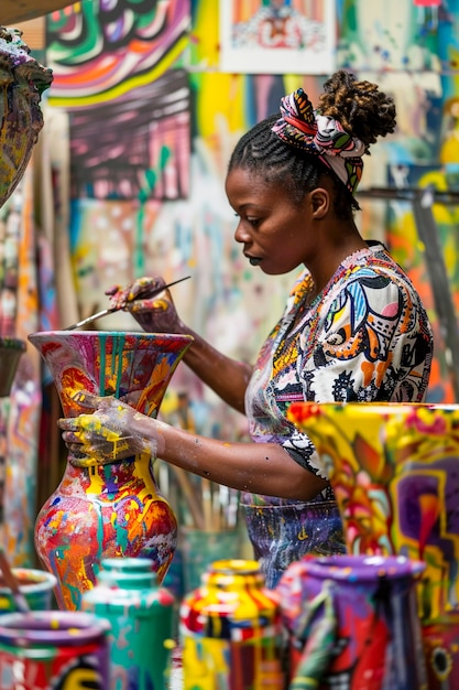 Free photo patient woman doing pottery