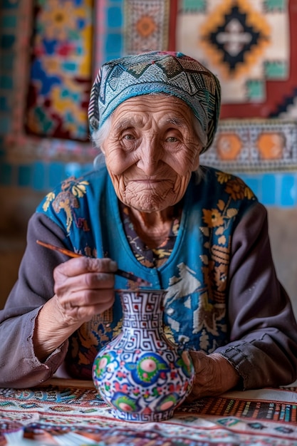 Free photo patient woman doing pottery