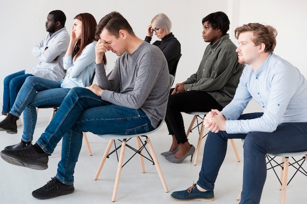 Free Photo patients sitting in a rehab clinic