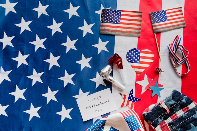 Free Photo patriotic items on united states flag background