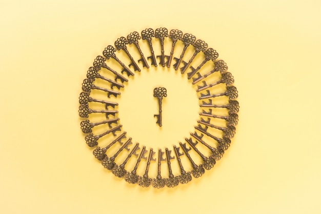 Pattern of Vintage keys and yellow scene