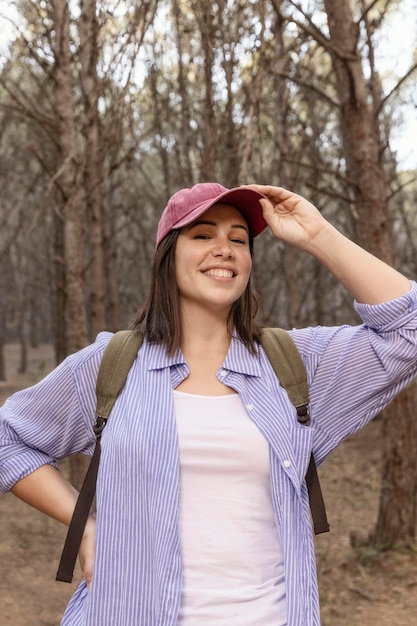 Free photo peaceful woman enjoying the nature