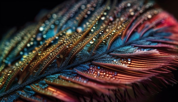 Free Photo peacock feather abstract elegance in vibrant colors generated by ai