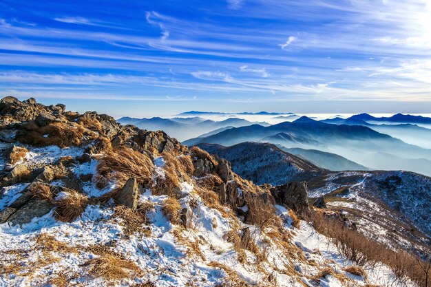 Peak of Deogyusan mountains in winter,South Korea.Winter lanscape