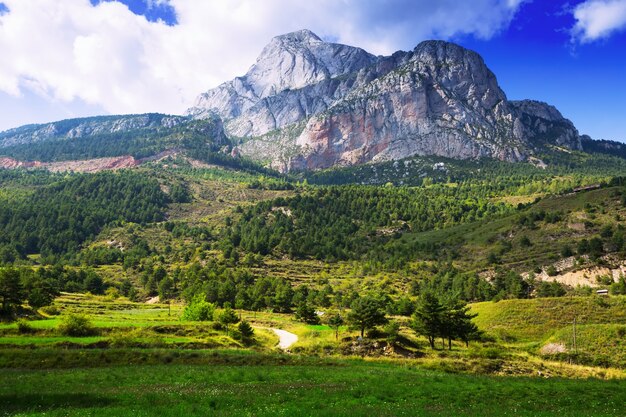 Pedra Forca - white rocky mountain in Pyrenees 