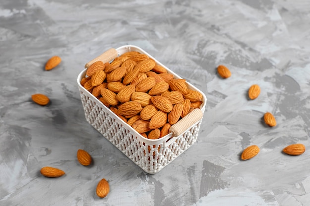 Peeled organic almond nuts.