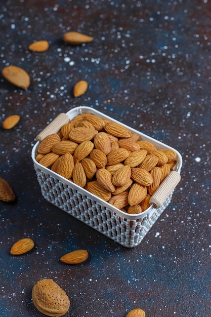 Free photo peeled organic almond nuts.