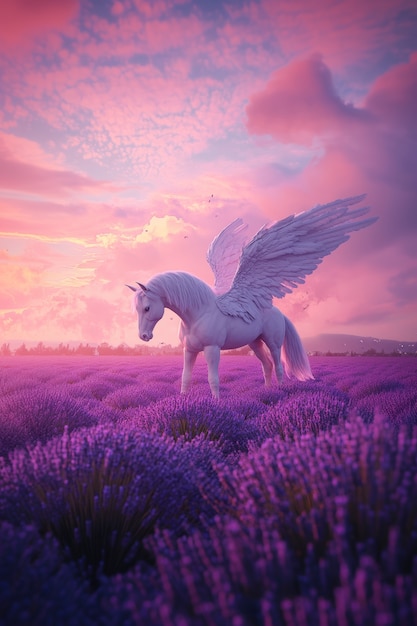 Pegasus in dreamy scene