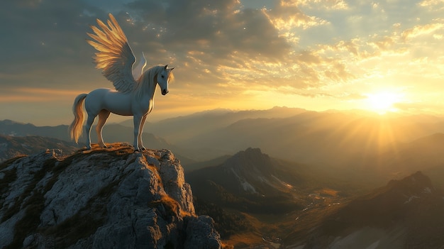 Free photo pegasus in dreamy scene