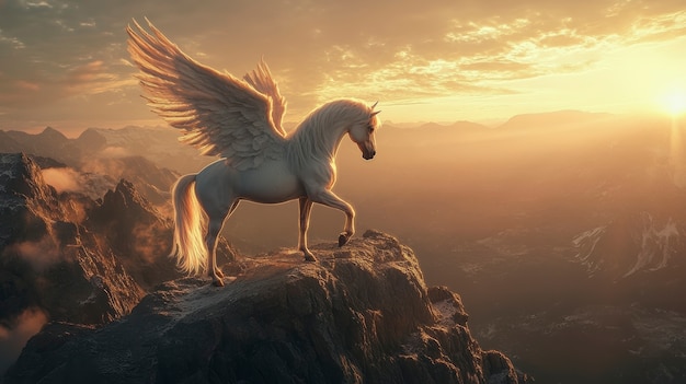 Free photo pegasus in dreamy scene