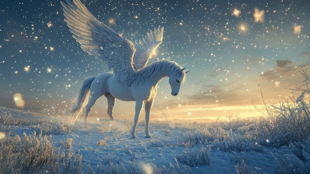 Pegasus in dreamy scene