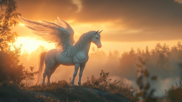 Free Photo pegasus in dreamy scene