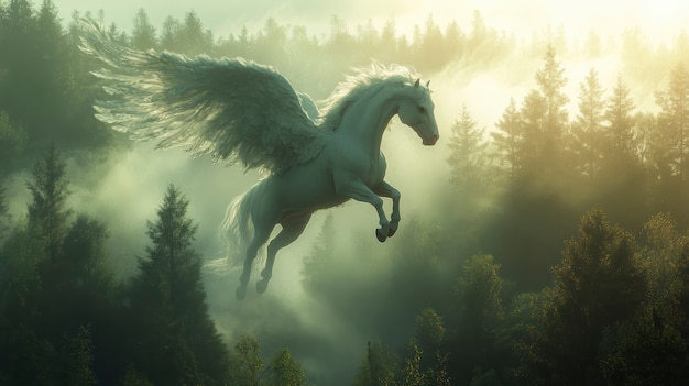 Pegasus in dreamy scene