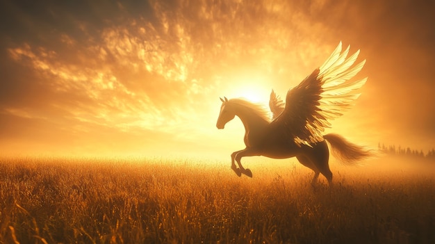 Free photo pegasus in dreamy scene