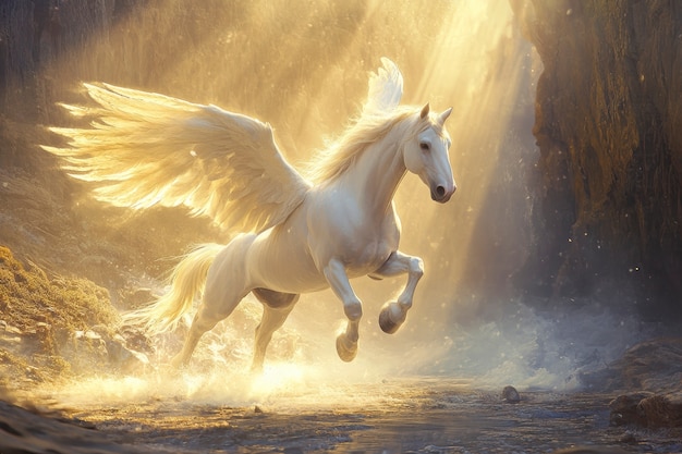 Free photo pegasus in dreamy scene