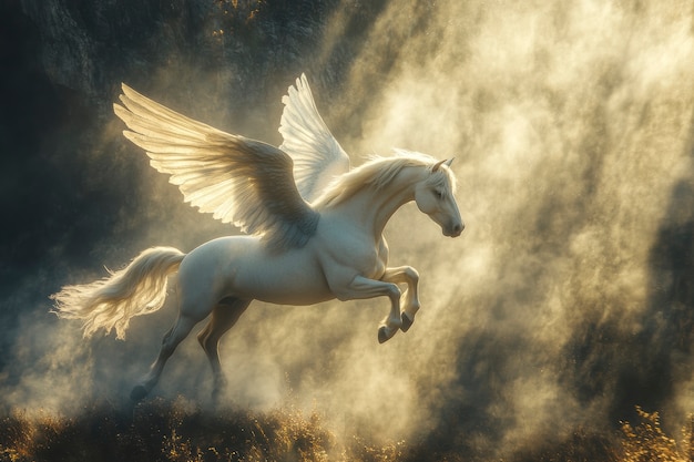 Free photo pegasus in dreamy scene