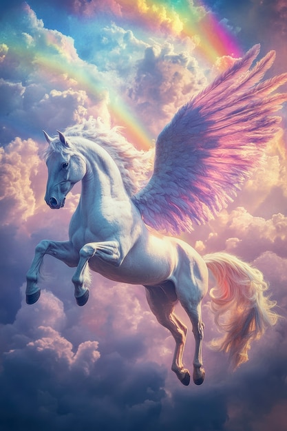 Free photo pegasus in dreamy scene